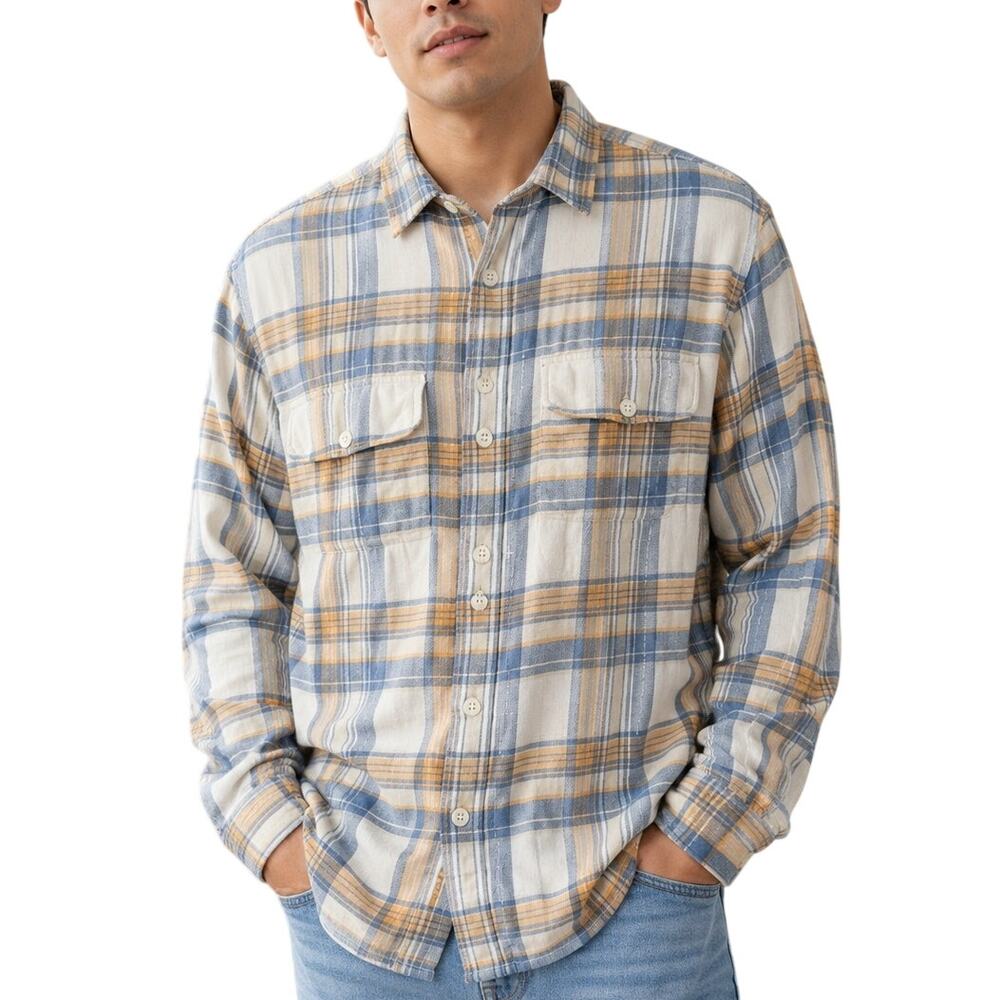 American Eagle Plaid Flannel Mens L Coastal Skater Soft Grunge Cabincore